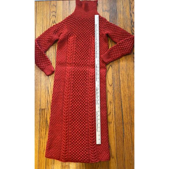 Vintage New Handmade Crotchet Sweater Dress Women’s XS Turtleneck Burnt Orange - Picture 5 of 8